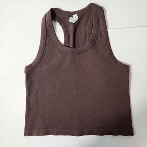 90 Degree By Reflex Cocoa Brown Ribbed Crop Top Size: XL